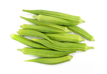 fresh okra isolated on a white background