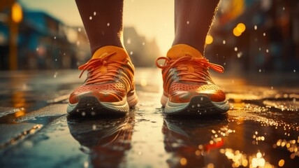 Close-up of an athlete wearing jogging shoes