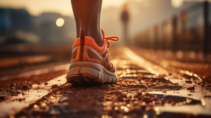 Close-up of an athlete wearing jogging shoes