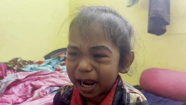 Kid was crying after scolded by his parents