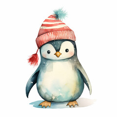 Naklejka premium christmas penguin with santa hat 