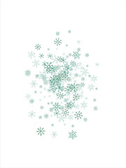 winter snow with blue snowflakes on a white background. Festive Christmas banner, New Year card. Symbols of frosty winter. Vector illustration.