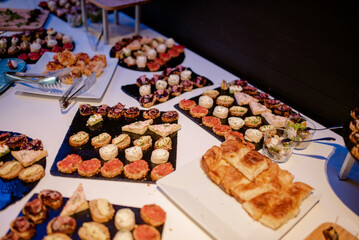 A delicious appetizer. Calorie food. Catering for celebrations.