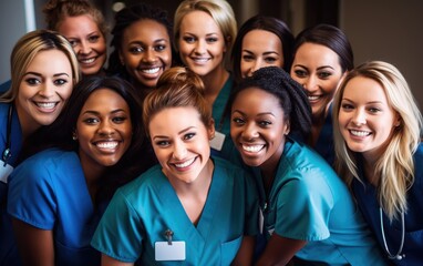 Obraz premium Portrait group of diverse Female nurses together