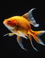 Port raid of a goldfish on a black background