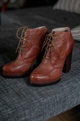 Genuine leather high heel casual elegant leather boots