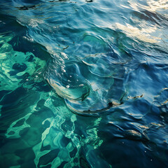 dark green and blue pastel colors,smooth shapes, sun reflection on water, flow. AI generative