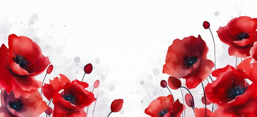 Red poppy flowers on pastel background. Remembrance Day, Armistice Day, Anzac day symbol - obrazy, fototapety, plakaty