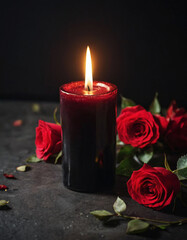 red rose and candle