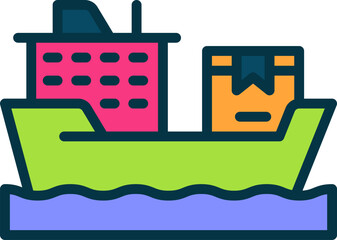 cargo ship filled color icon. vector icon for your website, mobile, presentation, and logo design.