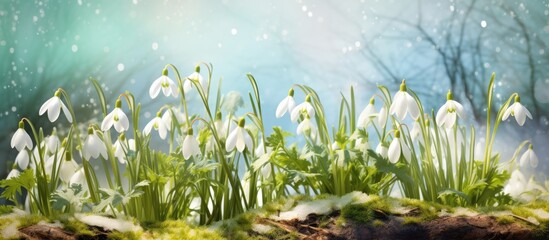 A digital artwork created by manipulating a photograph to give it a snowdrop like appearance showcasing the beauty of flowers in the early spring