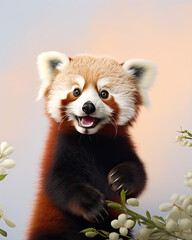 Obraz premium A cute little red panda on a clean background