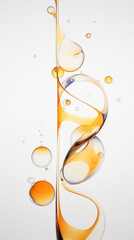 An orange and white swirl with bubbles on a white background