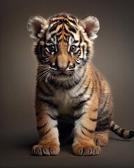 Fototapeta premium A cute baby tiger on a clean background