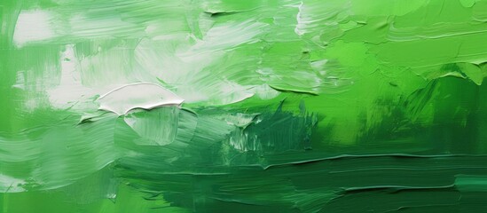 A canvas with an abstract artwork using oil paints on a palette The backdrop is filled with vibrant shades of green