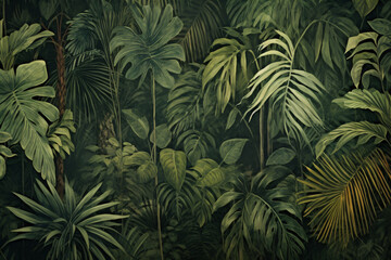 Fototapeta na wymiar green leaves background, generative ai