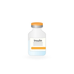 Insulin, regulates glucose metabolism and glucose blood level. Insulin is the key that unlocks glucose channel. Type 1 diabetes Vector illustration.