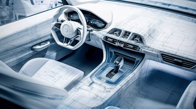 Sleek Modern Car Interior with Advanced Technology