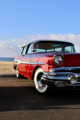 vintage car at the beach