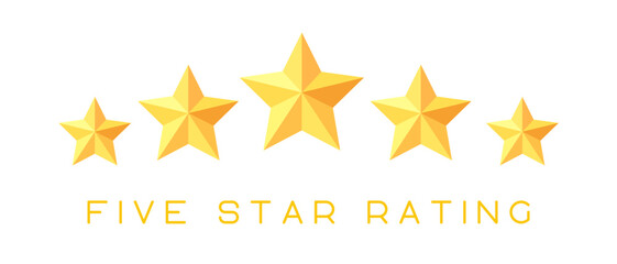 Five star rating logo. Customer rating review flat icon for apps and websites. Vector illustration - obrazy, fototapety, plakaty