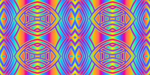 Luxurious colourful hologram gradient mix pattern of modern Chinese oriental Java traditional classic borneo flowers circle flowers art