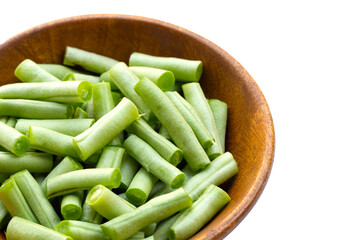 Green beans on white background.