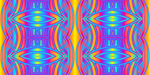 Luxurious colourful hologram gradient mix pattern of modern Chinese oriental Java traditional classic borneo flowers circle flowers art