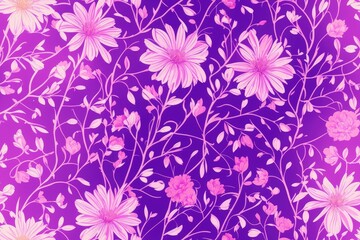 Seamless flowers pattern painting with trendy colors. Print Design, generative ai