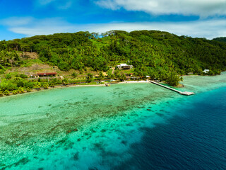 Taha'a by drone, French Polynesia