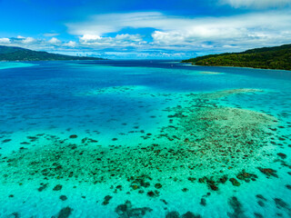 Taha'a by drone, French Polynesia