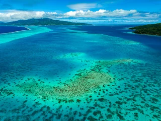 Zelfklevend Fotobehang Bora Bora, Frans Polynesië Taha'a by drone, French Polynesia