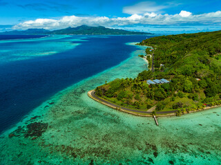 Taha'a by drone, French Polynesia