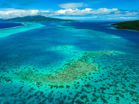 Taha'a by drone, French Polynesia