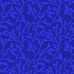 Fototapeta na wymiar Floral seamless berries and leaves and branches pattern for wrapping paper and fabrics and linens and kids