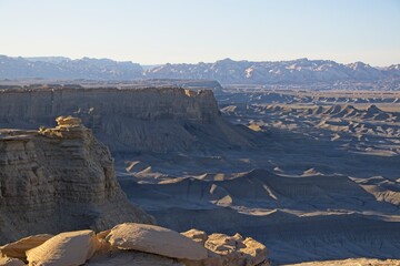 Looking down from the Moon Overlook in Southern Utah. Indicated by the name, this point overlooks an otherwordly and moon-like landscape from a high cliff