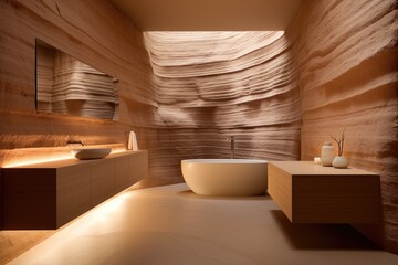 Minimalistic, designer touch, modern sandstone bathroom