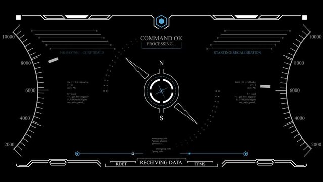 Target Circle 2D HUD (Heads-Up Display) Design Animation - Futuristic Loading Pending Screen Interface, Gaming or Drone Footage Overlay in 4K
