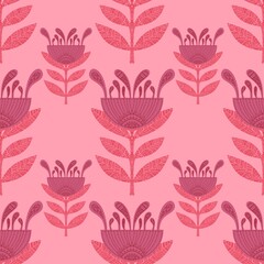 Ethnic floral seamless Ukraine flower line art pattern for wrapping paper and fabrics and linens and fashion textiles
