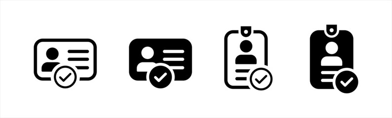 Personal information icon. ID Card with Circle tick approved symbol. Driver's license Identification card icon, ID Card symbol, vector illustration	