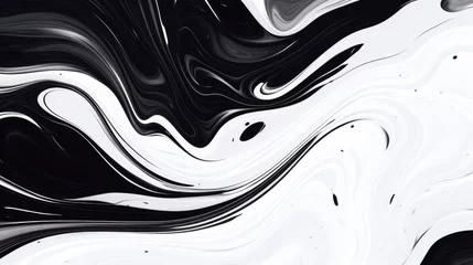 Poster Abstract background with black and white swirls of paint © Orxan