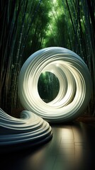Curled screen in white bamboo UHD wallpaper