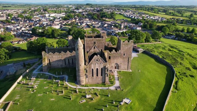 IRELAND- 8.27.2023 -Excellent aerial footage circling around Ireland's Rock of Cashel.