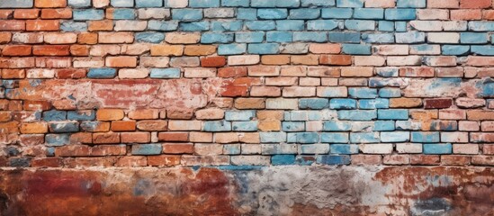 A brick wall with aged colors that appears to be abstract in nature