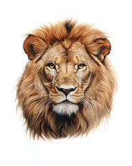 Lion of Judah Head: Majestic Christian Symbol on a Pure White Background.  Religion. 