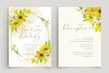watercolor sunflower invitation card design