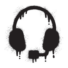 Headphone graffiti with black spray paint © anakcikal978