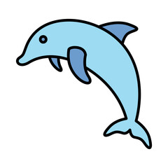 Jump dolphin icon, sea element vector graphic