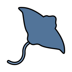Stingray fish icon, sea element vector graphic