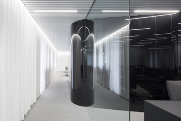 Modern office corridor with sleek design elements