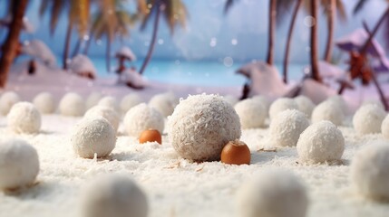 Obraz na płótnie Canvas Popular desert in Hungary called coconut balls, generative ai